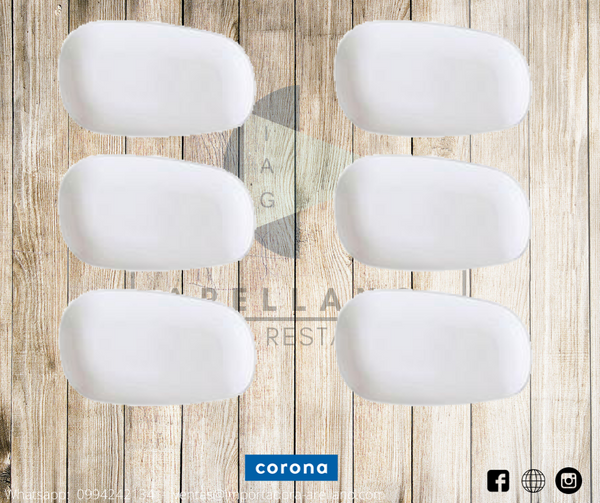 Set 6 Bandejas Asimétricas Porcelana 24.5x14.5 cm Corona