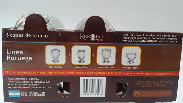 Juego de 6 Copas Noruega de Agua Rigolleau