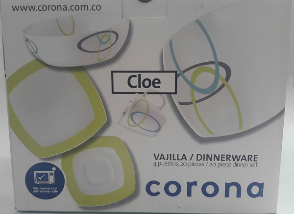 Cloe vajilla de 4 puestos Corona