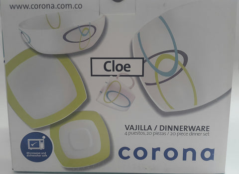 Cloe vajilla de 4 puestos Corona